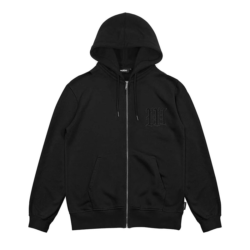 KINGDOM CURVE ZIP HOODIE -BLACK-