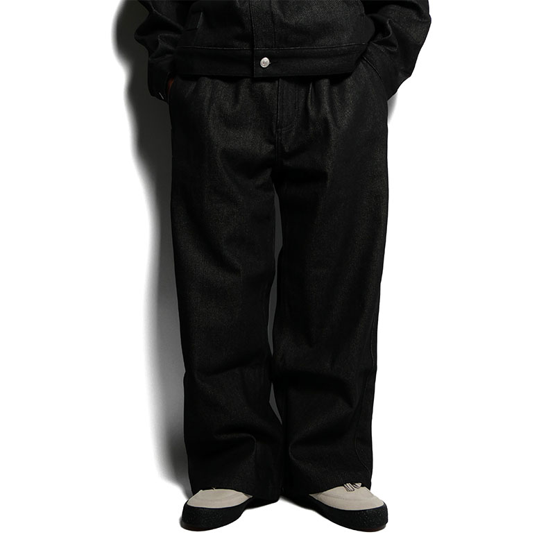 (R)BAGGY DENIM PANTS -BLACK-
