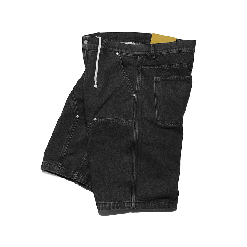 W KNEE BIG DENIM SHORTS -W.BLACK-