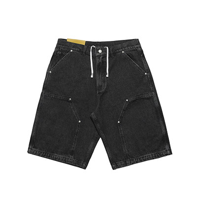 W KNEE BIG DENIM SHORTS -W.BLACK-