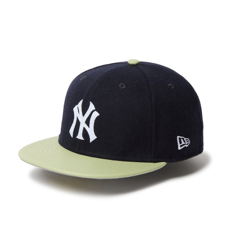 59FIFTY Powered by GORO NAKATSUGAWA（MIN-NANO） ニューヨーク・ヤンキース メルトン ネイビー ライトグリーンバイザー -NAVY-