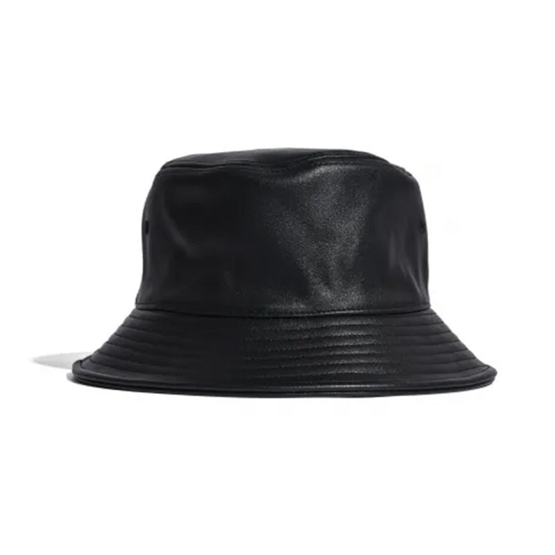 CHROME YORK LEATHER BUCKET HAT -BLACK-