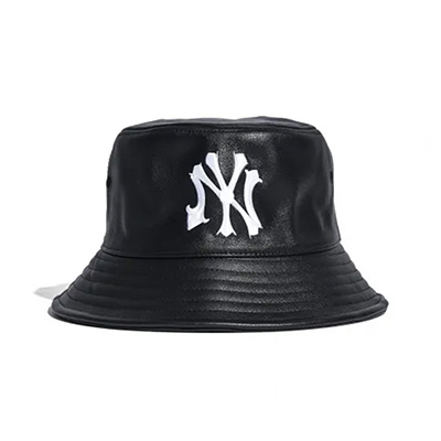CHROME YORK LEATHER BUCKET HAT -BLACK-