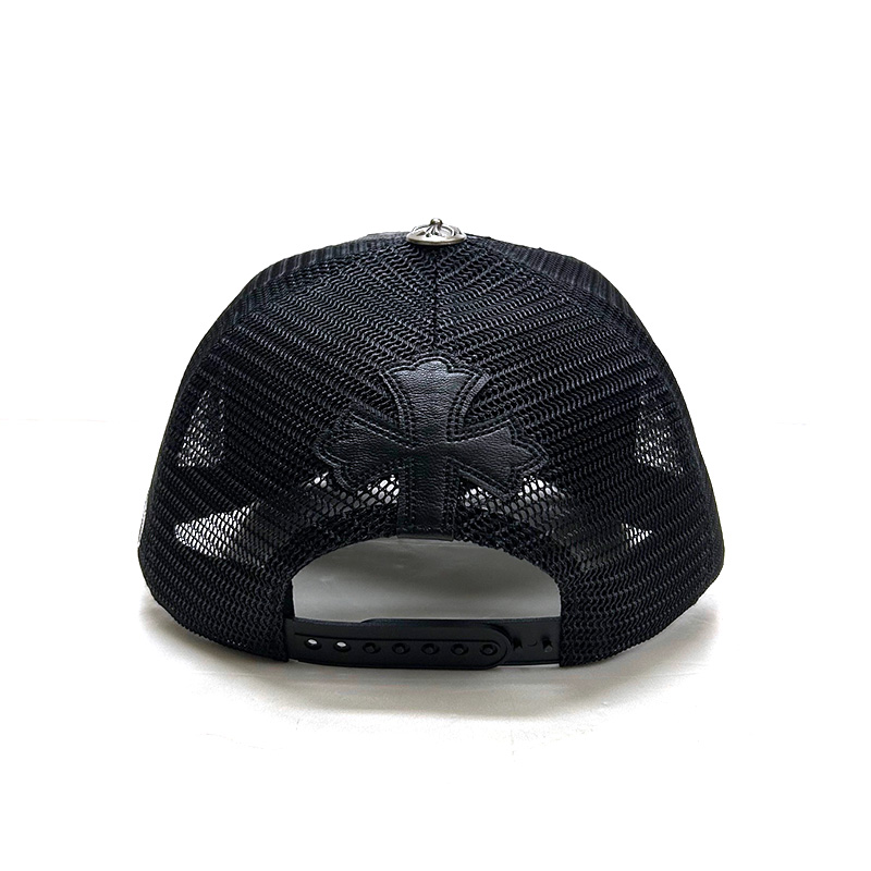 NEWVINTAGE NV CROSS LEATHER MESH CAP -BLACK-
