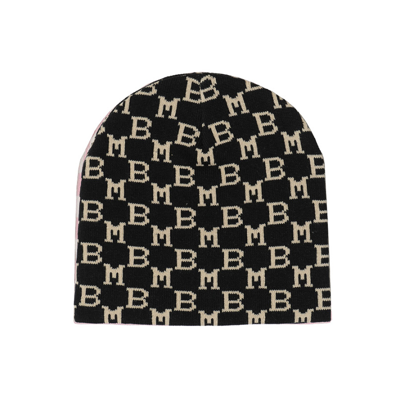 MONOGRAM JACQUARD BEANIE -BLACK-