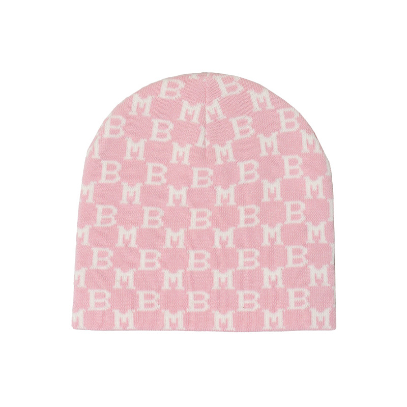 MONOGRAM JACQUARD BEANIE -PINK-