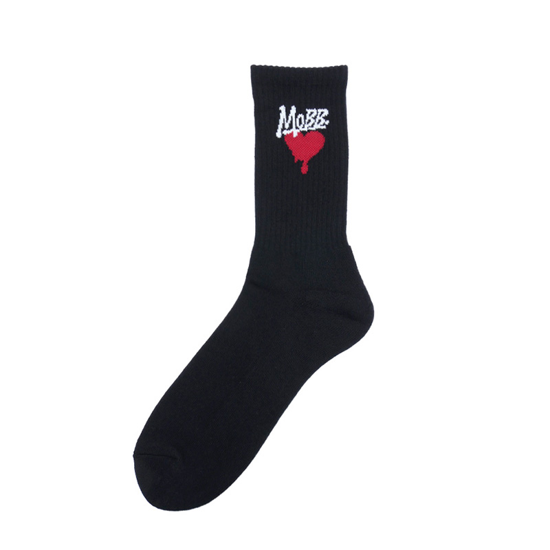 HEART DRIP SOCKS (2pcs) -BLACK- (LADIES)