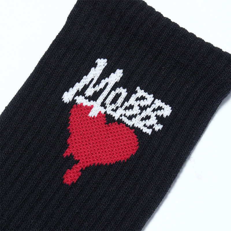 HEART DRIP SOCKS (2pcs) -BLACK- (LADIES)