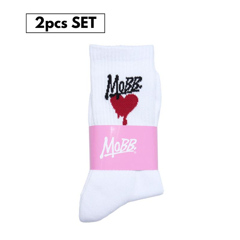 HEART DRIP SOCKS (2pcs) -WHITE- (LADIES)
