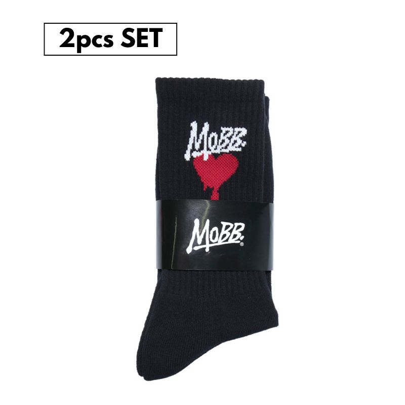 HEART DRIP SOCKS (2pcs) -BLACK-