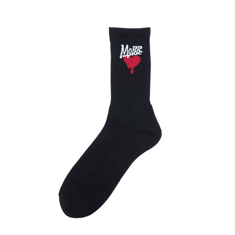 HEART DRIP SOCKS (2pcs) -BLACK-