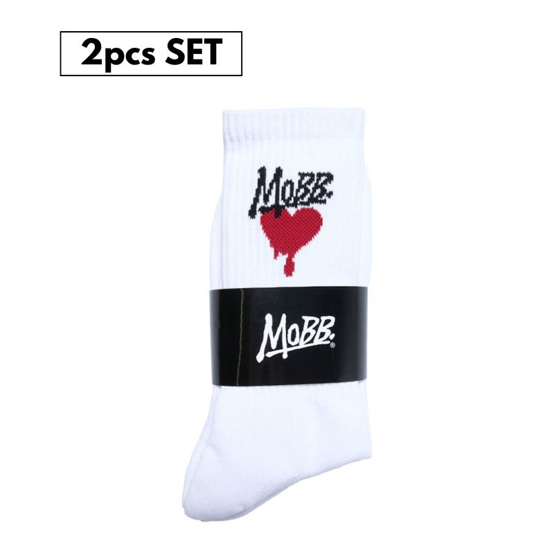 HEART DRIP SOCKS (2pcs) -WHITE-
