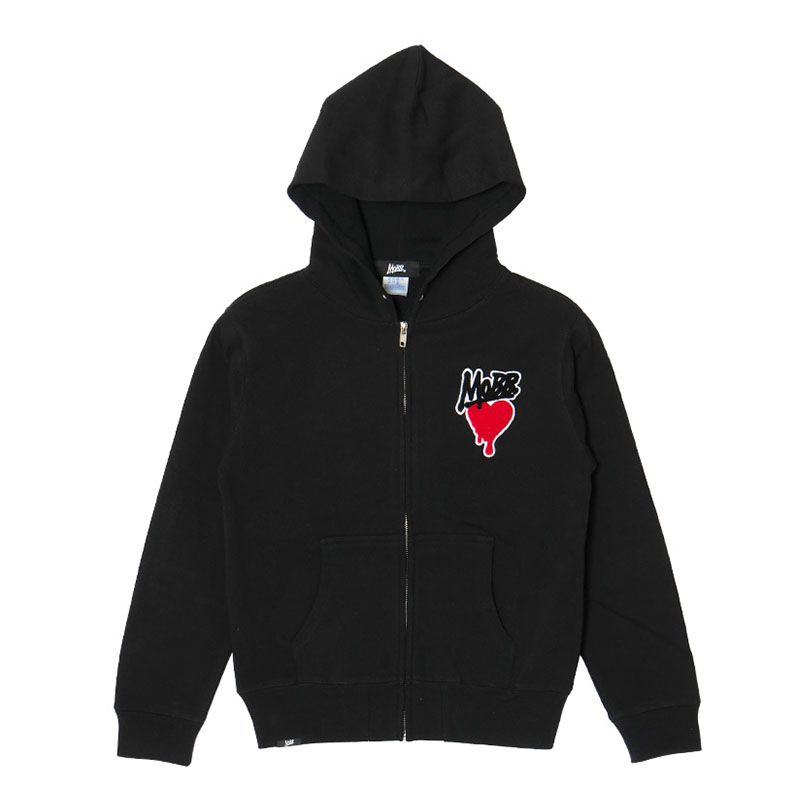 HEART DRIP WAPPEN ZIP HOODIE -BLACK- (KIDS)