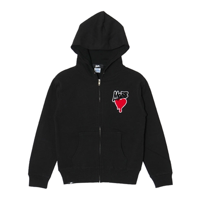 HEART DRIP WAPPEN ZIP HOODIE -BLACK- (KIDS)