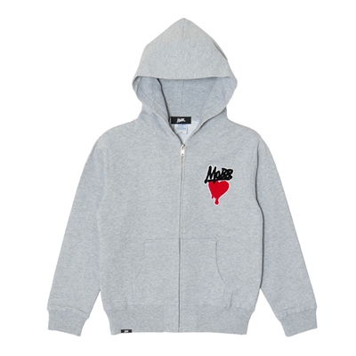 HEART DRIP WAPPEN ZIP HOODIE -GREY- (KIDS)