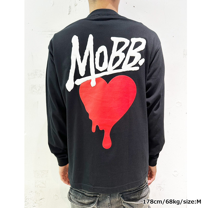 HEART DRIP L/S T-SHIRT -GREY-