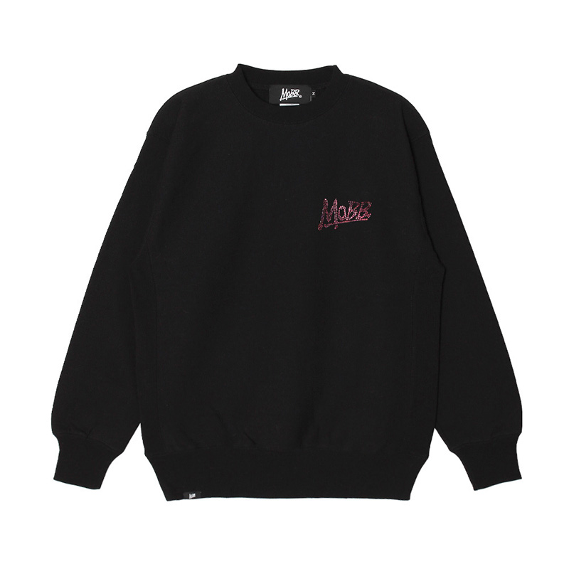 OG RHINESTONE CREW SWEAT -BLACK×PINK-