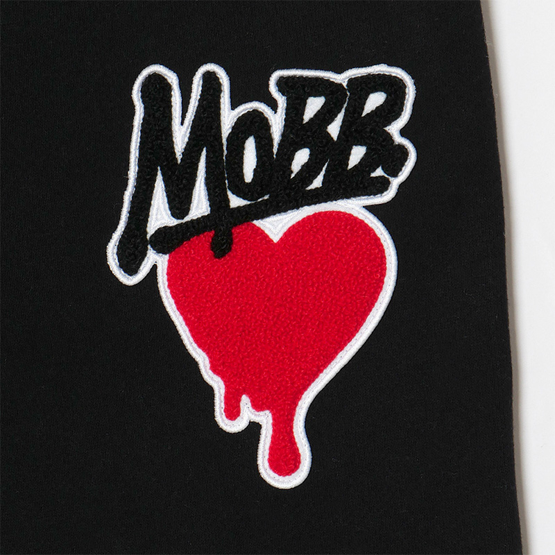 HEART DRIP WAPPEN SWEAT PANTS -BLACK-