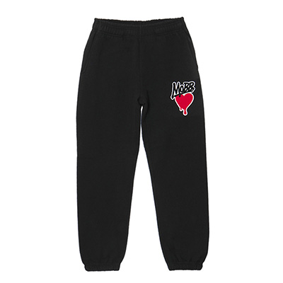 HEART DRIP WAPPEN SWEAT PANTS -BLACK-