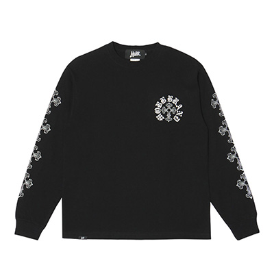 CROSS SLEEVE L/S T-SHIRT -BLACK-(L)
