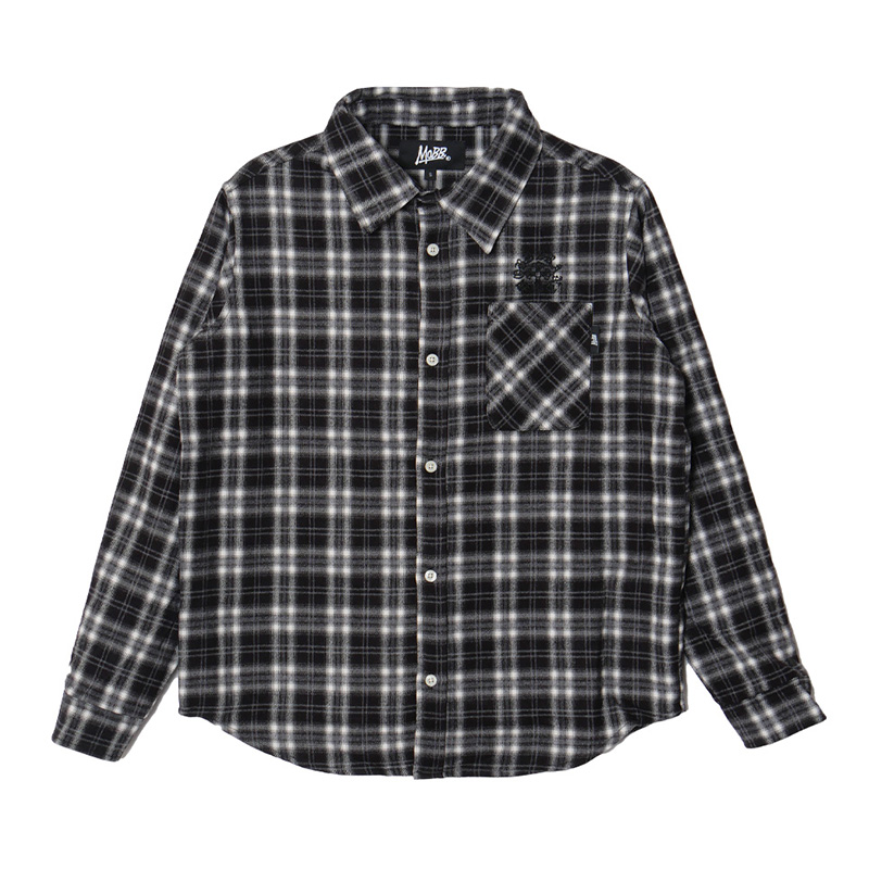 CROSS WAPPEN CHECK L/S SHIRT -BLACK-