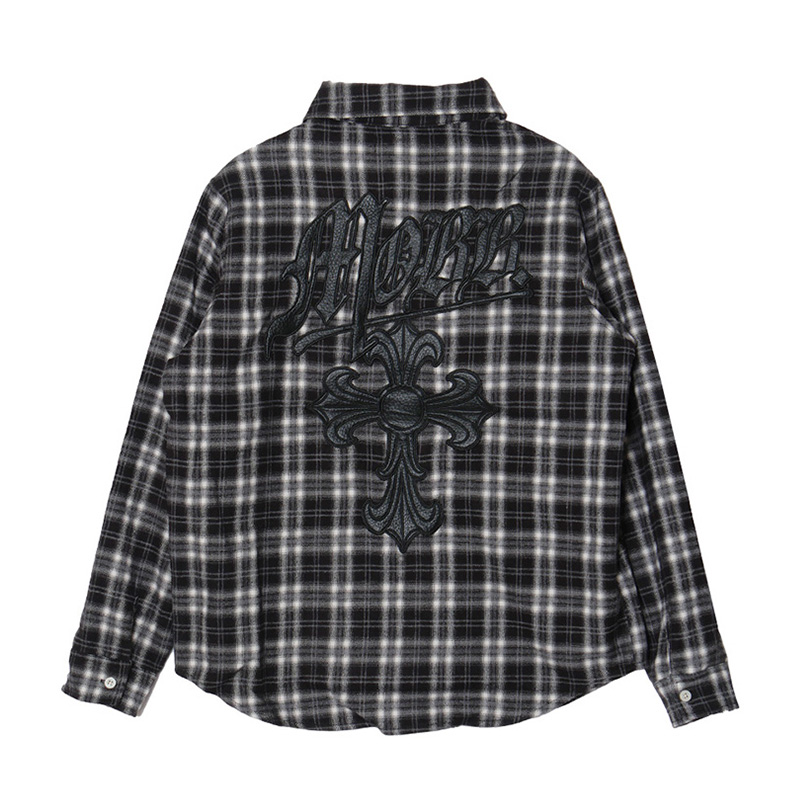 CROSS WAPPEN CHECK L/S SHIRT -BLACK-