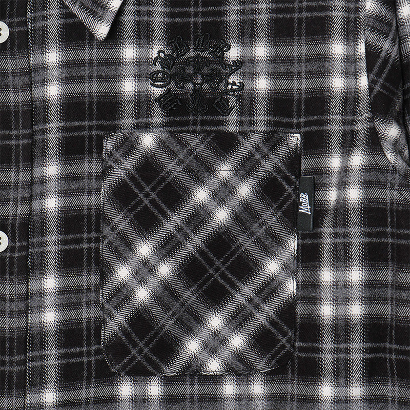 CROSS WAPPEN CHECK L/S SHIRT -BLACK-