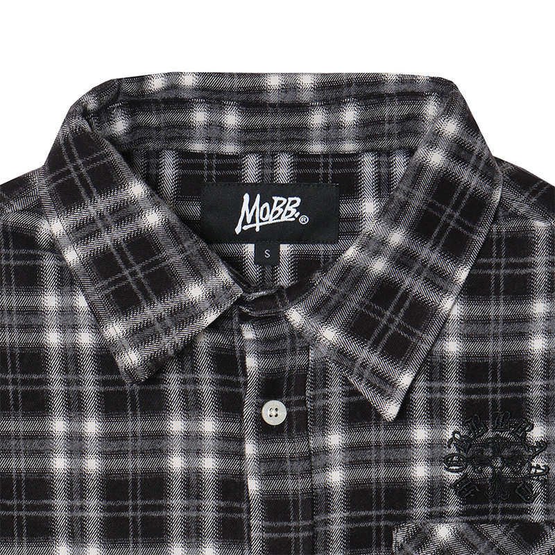 CROSS WAPPEN CHECK L/S SHIRT -BLACK-
