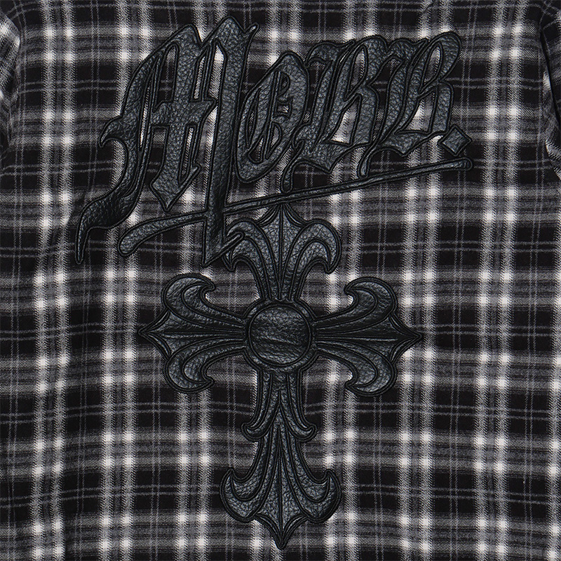 CROSS WAPPEN CHECK L/S SHIRT -BLACK-