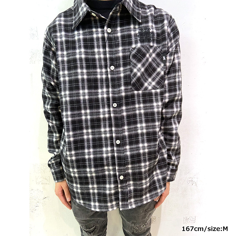 CROSS WAPPEN CHECK L/S SHIRT -BLACK-