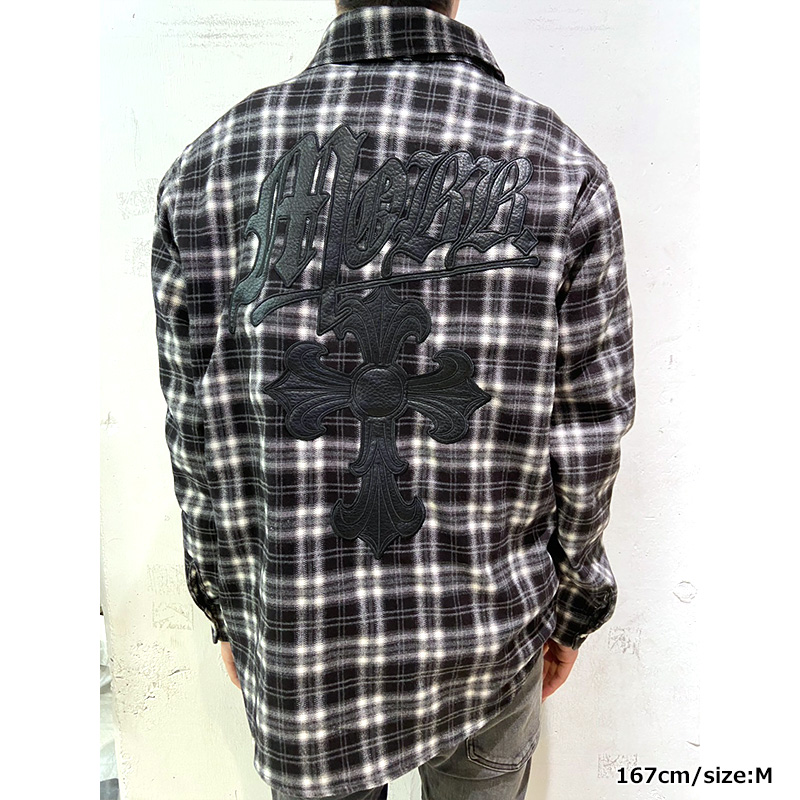 CROSS WAPPEN CHECK L/S SHIRT -BLACK-