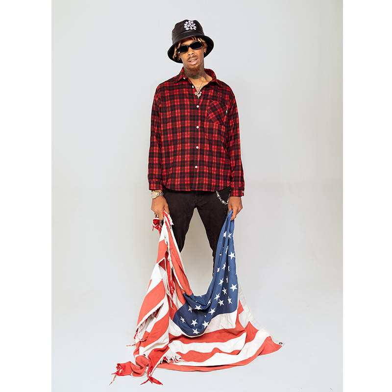 CROSS WAPPEN CHECK L/S SHIRT -BLACK-