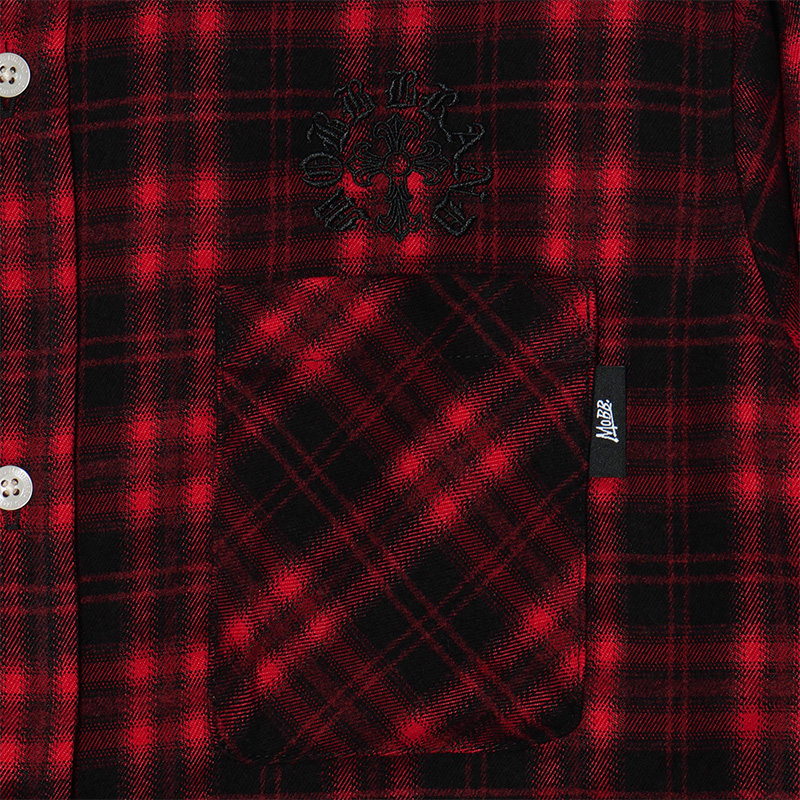CROSS WAPPEN CHECK L/S SHIRT -RED-