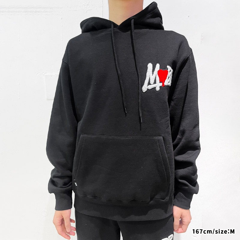 HEART DRIP WAPPEN HOODIE -BLACK-