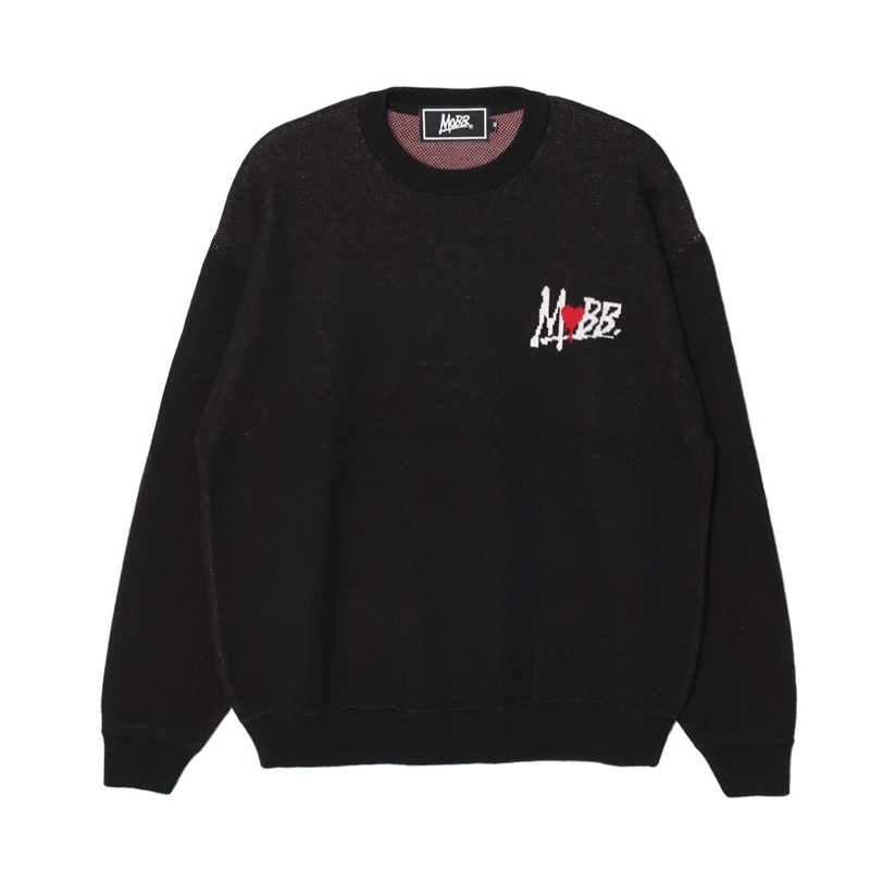 HEART DRIP KNIT -BLACK-