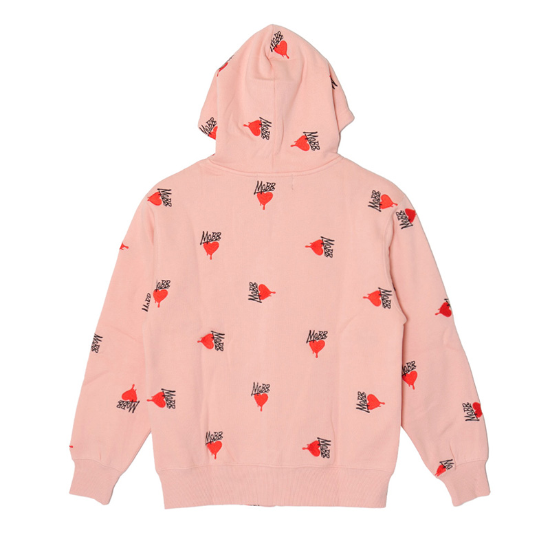 HEART DRIP PATTERN ZIP HOODIE -PINK-