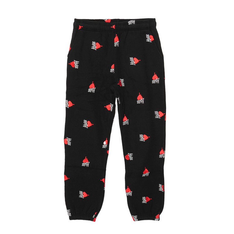 HEART DRIP PATTERN PANTS -BLACK-
