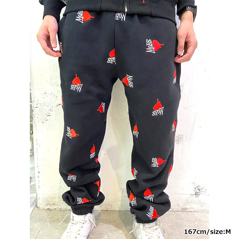 HEART DRIP PATTERN PANTS -BLACK-