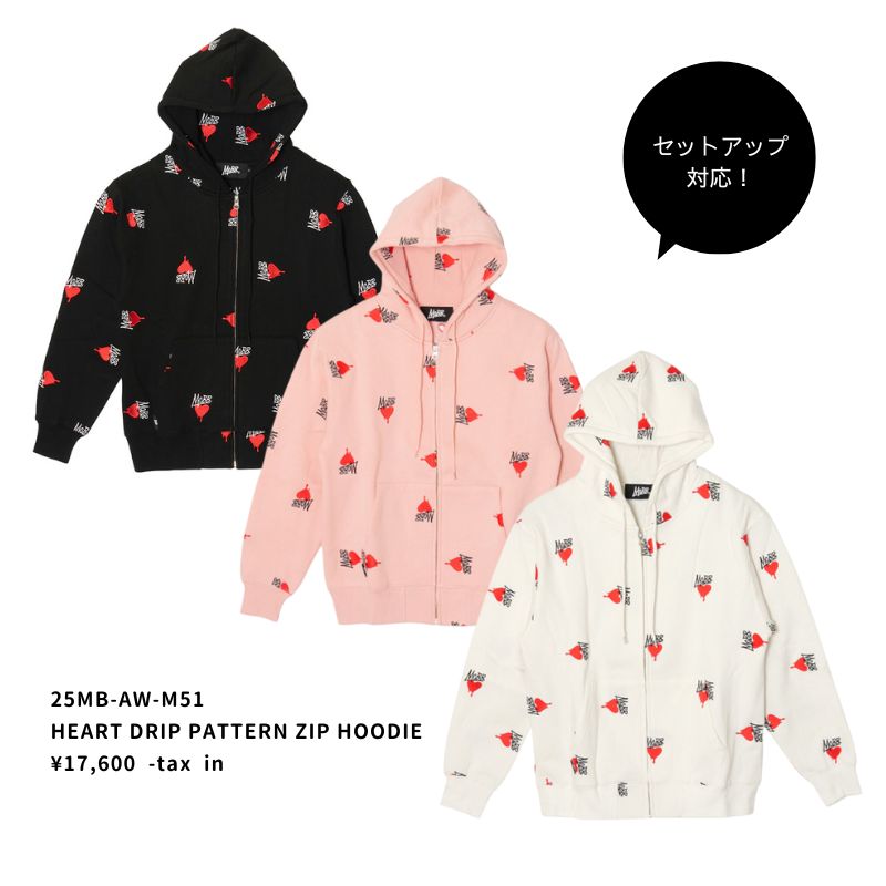 HEART DRIP PATTERN PANTS -BLACK-