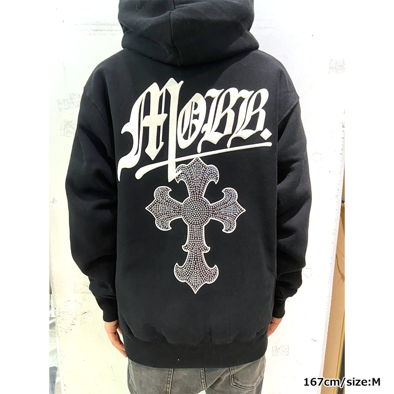 CROSS STUDS STONE HOODIE -BLACK-