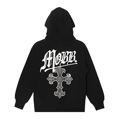 CROSS STUDS STONE HOODIE -BLACK-