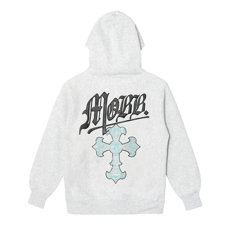 CROSS STUDS STONE HOODIE -GREY-