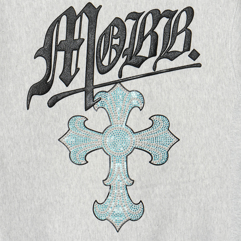 CROSS STUDS STONE HOODIE -GREY-