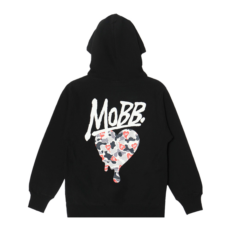 HEART DRIP CAMO HOODIE -BLACK-