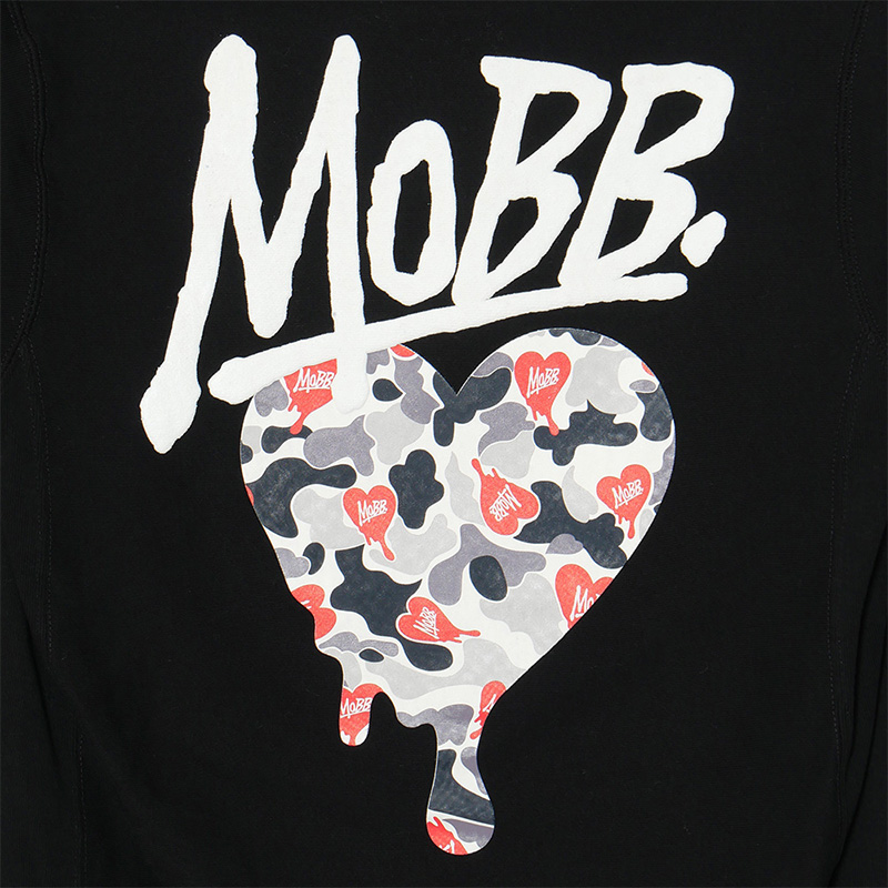 HEART DRIP CAMO HOODIE -BLACK-