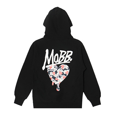 HEART DRIP CAMO HOODIE -BLACK-