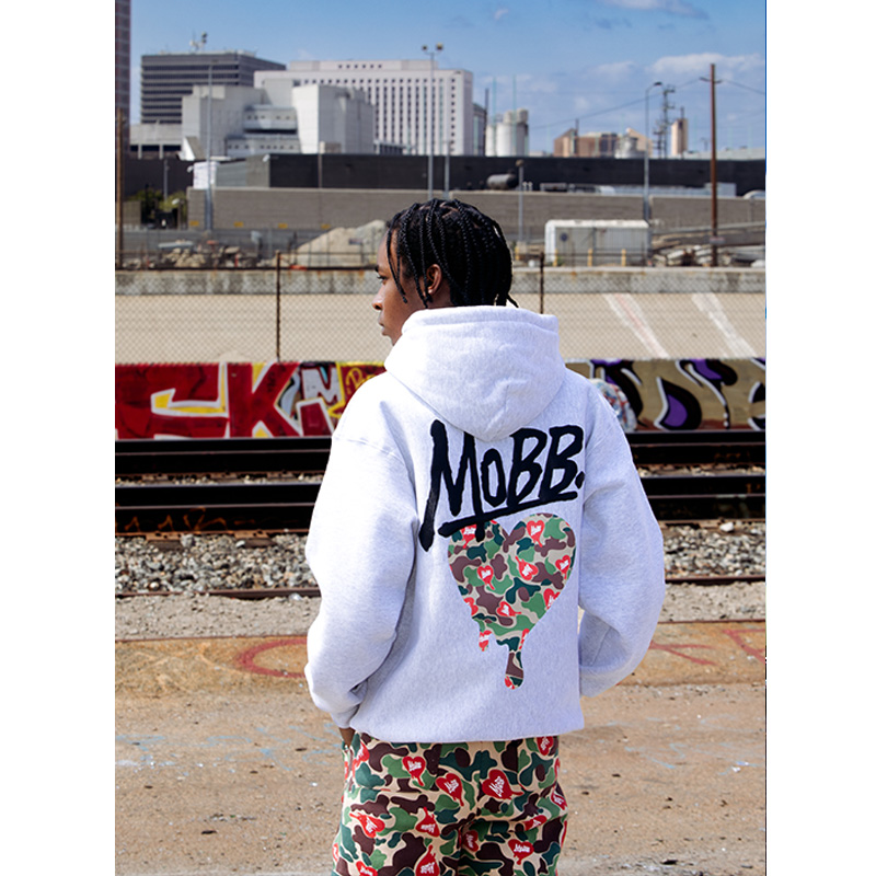HEART DRIP CAMO HOODIE -GREY-