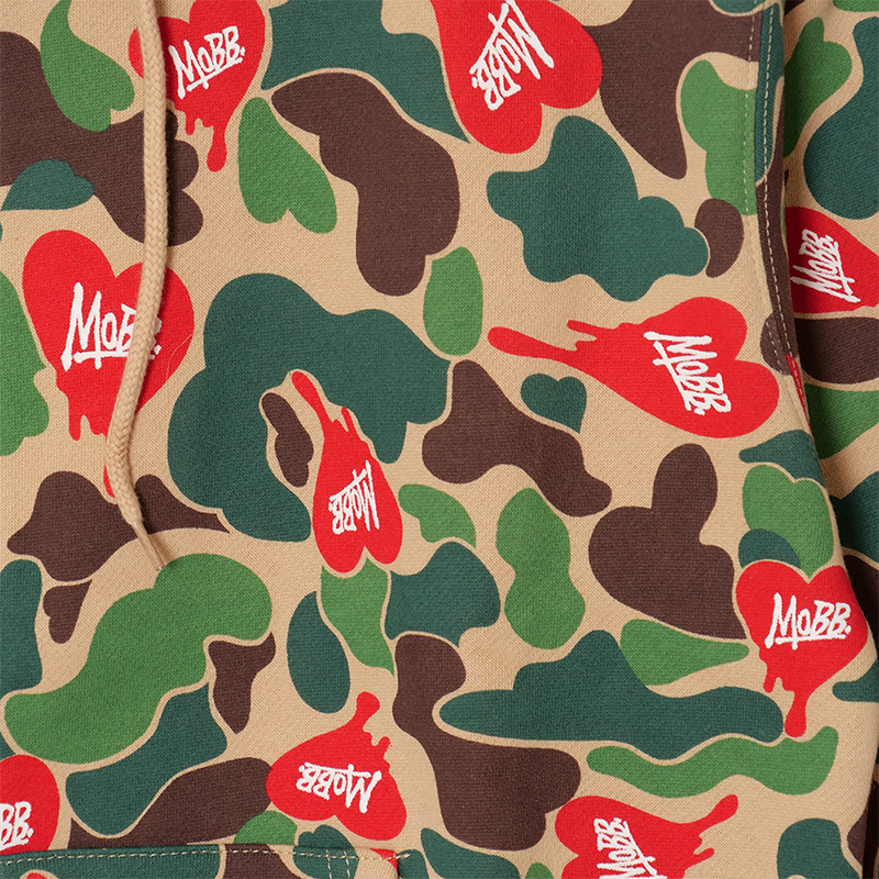 HEART DRIP CAMO FUR ZIP HOODIE -BEIGE-