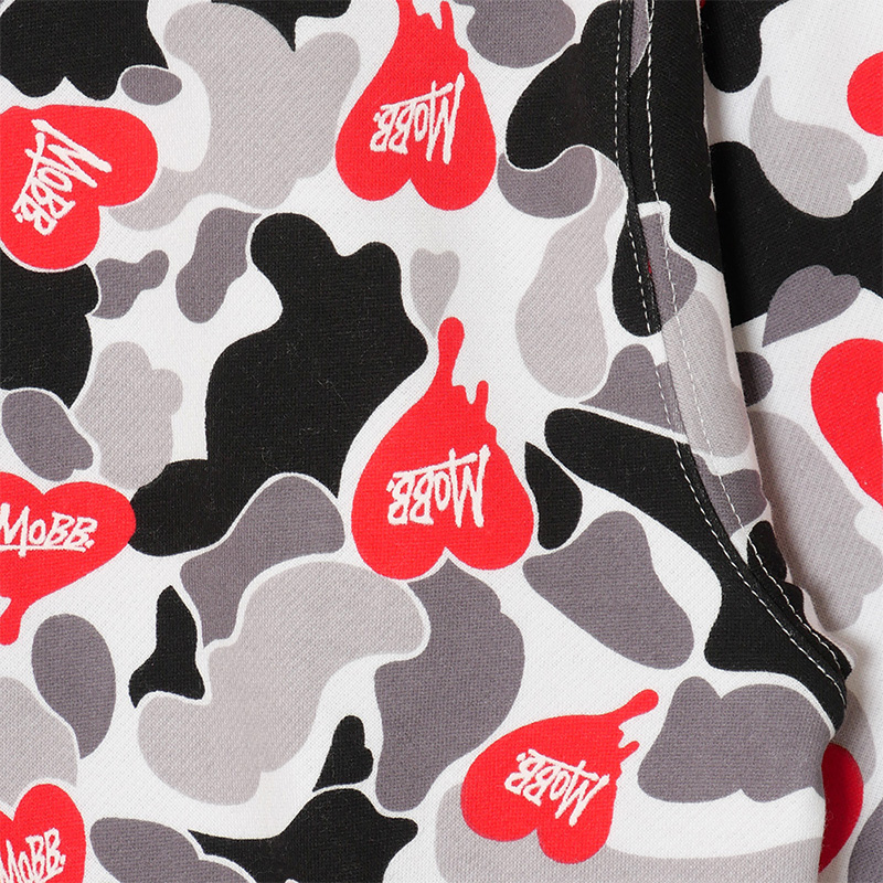 HEART DRIP CAMO FUR ZIP HOODIE -BLACK-