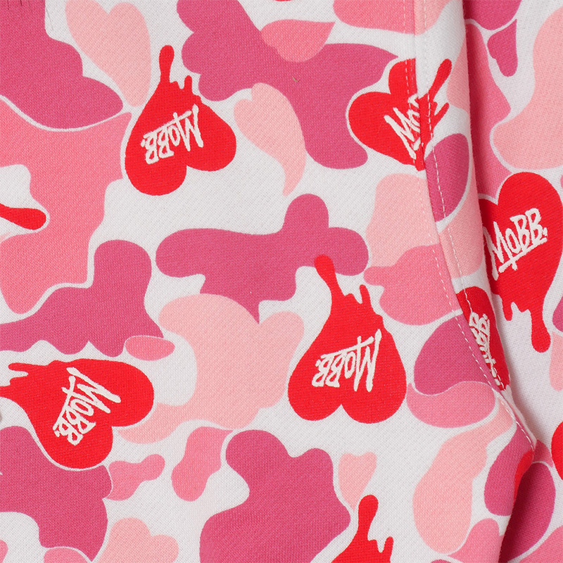 HEART DRIP CAMO FUR ZIP HOODIE -PINK-